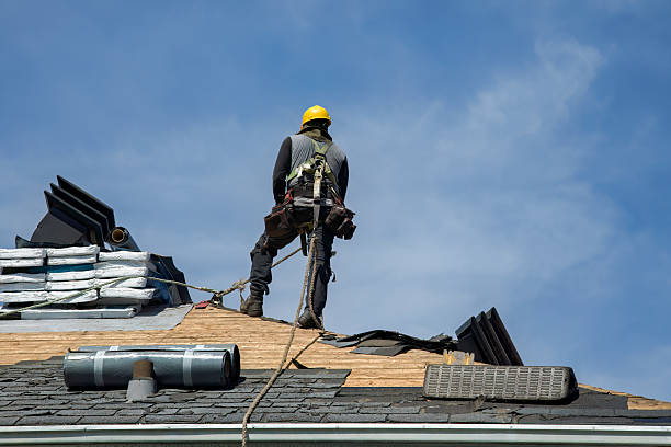 Professional Gutter Installation technician working in Albertson, NY